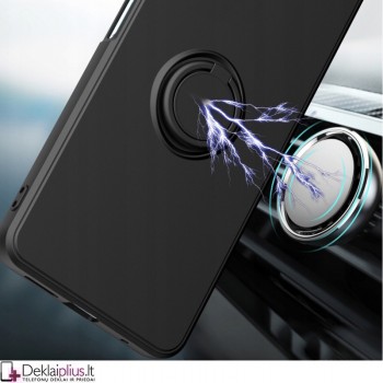 Švelnaus silikono dėklas su žiedu - juodas (telefonui Xiaomi Redmi 10C) Švelnaus silikono dėklas su žiedu - juodas (telefonui Xiaomi Redmi 10C)